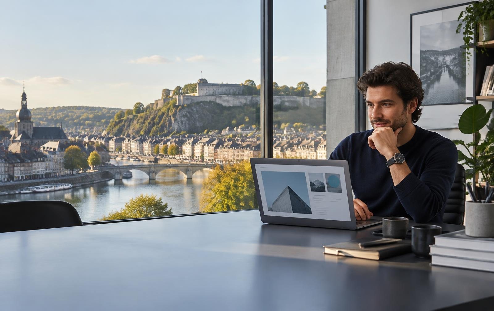 Studio digital avec vue sur la Citadelle et la ville de Namur